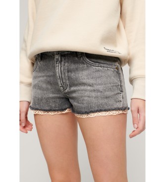 Superdry para mujer. W7110399A Pantalón corto Hot gris (25), Casual, Algodón, Denim