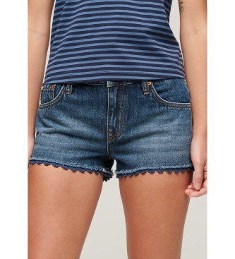 Superdry para mujer. W7110399A Pantalón corto Hot azul (26), Casual, Algodón, Denim