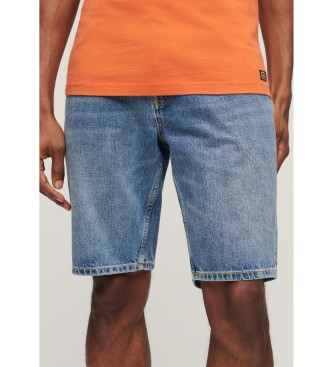 Superdry para hombre. M7110394A Pantalón corto vaquero recto azul (32), Casual, Algodón, Denim