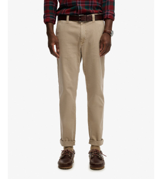 Superdry para hombre. M7011414A Pantalón Utility Chino beige (36/32), Casual, Algodón, Clásico