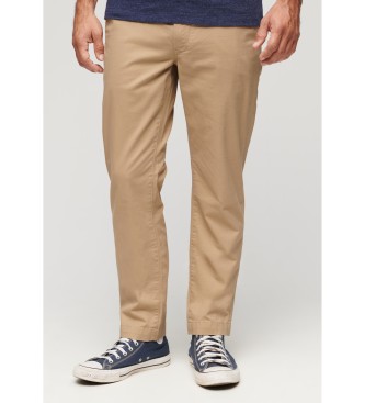 Superdry para hombre. M7011130A Pantalón chinos ajustados marrón (30/32), Casual, Algodón