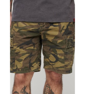 Superdry para hombre. M7110434A Pantalón Corto cargo Heavy verde (36), Casual, Camuflaje, Algodón
