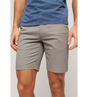 Superdry para hombre. M7110422A Pantalón corto chinos elásticos gris (34), Casual, Algodón