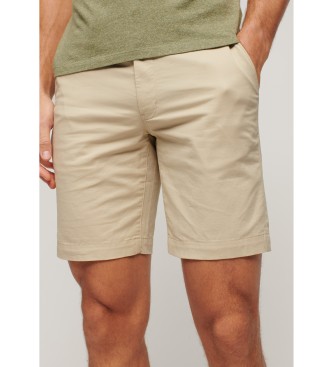 Pantalón corto chinos elásticos beige (30), Casual, Algodón