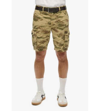 Superdryvoor mannen. M7110435A Lichtgewicht bruine korte broek in parachutestijl (30), Casual, Camouflage, Katoen