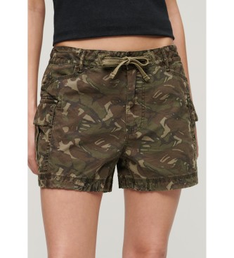 Superdry para mujer. W7110424A Short tipo cargo verde (M), Casual, Camuflaje, Algodón