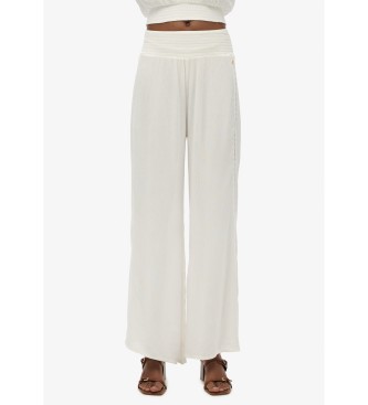 Superdry para mujer. W7011062A Pantalón playero blanco (M), Casual, Viscosa