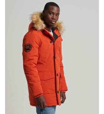 Superdry para hombre. M5011573A Parka con capucha de pelo sintético Everest naranja (M), Casual, Poliéster, Sostenible