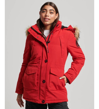 Parka con capucha de pelo sintético Everest rojo (XS), Casual, Poliéster, Superdry outlet 2024.
