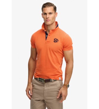 Superdry para hombre. M1110465A Polo Pique Monogram naranja (M), Casual, Algodón, Manga corta