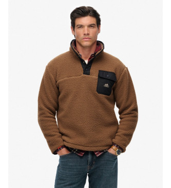 Superdry para hombre. M2014283A Polar Fuji Popper marrón (XXL), Casual, Poliéster Reciclado, Sostenible