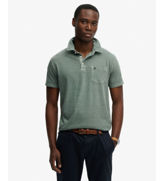 Superdry para hombre. M1110486A Polo Classic Cotton Linen verde (L), Casual, Algodón, Manga corta