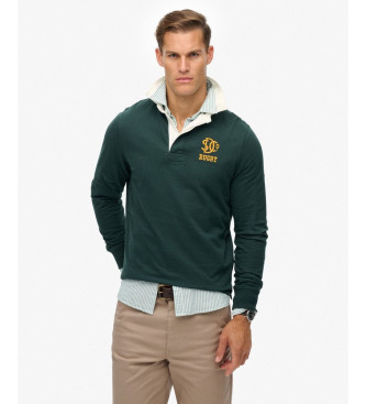 Superdry para hombre. M6010916A Polo Vintage Athletic Rugby verde (L), Casual, Algodón, Manga larga
