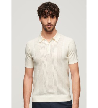 Superdry para hombre. M1110390A Polo de punto de manga corta (XL), Blanco, Casual, Algodón