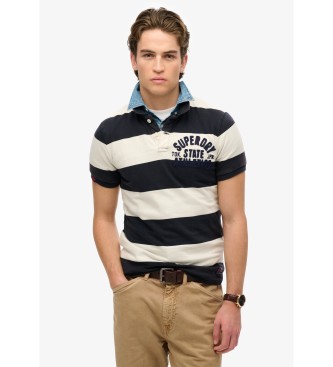 Superdry för män. M1110436A Vintage Athletic marinblå stickad polotröja (XL), Casual, Bomull, Kort ärm, Marino