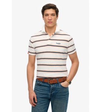 Superdry para hombre. M1110424A Polo ligero de punto con rayas blanco (XL), Casual, Algodón, Manga corta