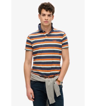 Superdry para hombre. M1110424A Polo ligero de punto con rayas marino (L), Casual, Algodón, Manga corta
