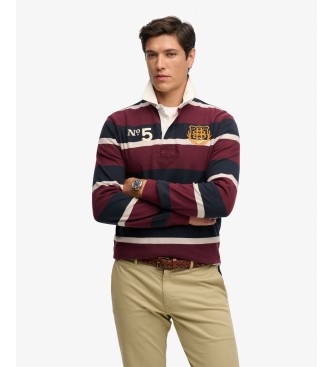 Superdry para hombre. M1110483A Polo rugby Double Emblem Stripe Rugby granate (S), Casual, Algodón, Manga larga