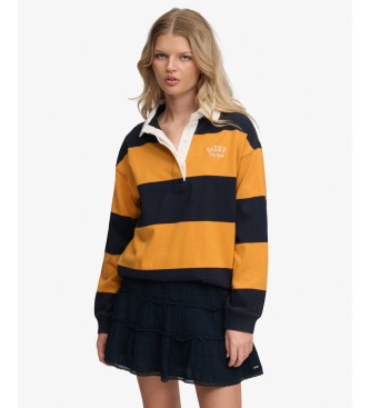 Superdry Polo rugby Heritage Stripe Rugby amarillo