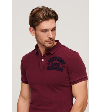 Superdry för män. M1110396A Vintage Athletic rödbrun polotröja (XXL), Casual, Granat, Bomull, Kort ärm