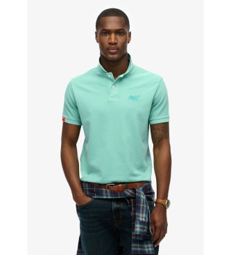 Superdry para hombre. M1110439A Polo Vintage Destroy verde (M), Casual, Algodón, Manga corta