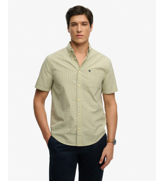 Superdry para hombre. M4011108A Camisa Preppy Poplin verde (XL), Casual, Algodón, Manga corta