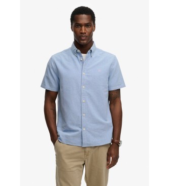 Superdry para hombre. M4011101A Camisa Preppy Oxford azul (L), Casual, Algodón, Manga corta