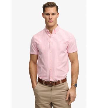 Superdry Camisa Oxford Preppy de manga corta a rayas coral