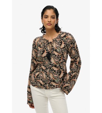 Superdry para mujer. W6012101A Blusa estmpada multicolor (M), Casual, Viscosa, Manga larga