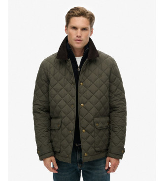 Superdry para hombre. M5012270A Chaqueta Quilted Estate Coach verde (S), Casual, Poliéster Reciclado, Sostenible