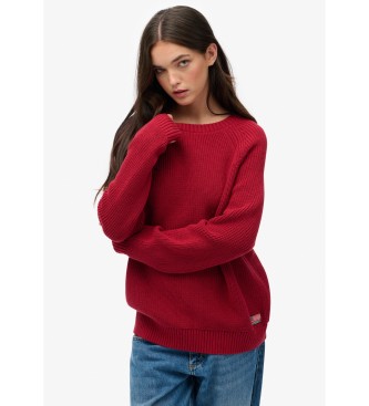 Superdry para mujer. W6110672A Jersey Relaxed Ribbed Knitted granate (XL), Rojo, Casual, Algodón
