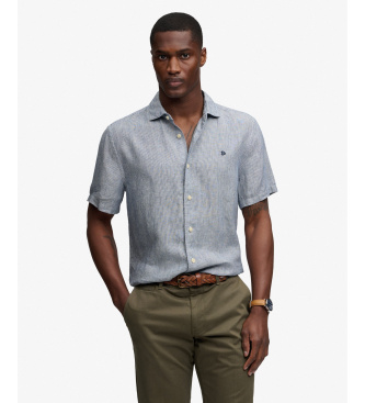 Superdry para hombre. M4011104A Camisa Riviera azul oscuro (XL), Casual, Lino, Manga corta