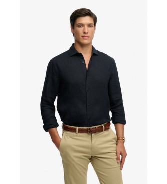 Superdry para hombre. M4011103A Camisa Riviera Lino marino (M), Casual, Clásico, Manga larga