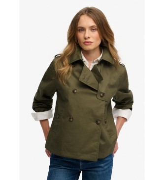 Superdry para mujer. W5012080A Gabardina Trench verde (S), Casual, Algodón, Clásico