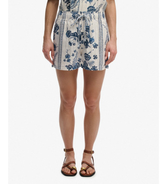 Superdry para mujer. W7110497A Shorts Cotton Printed Beach blanco (M), Algodón, Beachwear