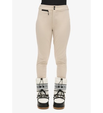 Superdry para mujer. WS110173A Pantalón legging para la nieve Ski Luxe beige (40), Deportivo, Poliéster Reciclado, Sostenible