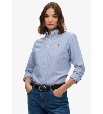 Superdryvoor vrouwen. W4010565A Slim fit oxford overhemd blauw (XS), Casual, Katoen, Lange mouwen