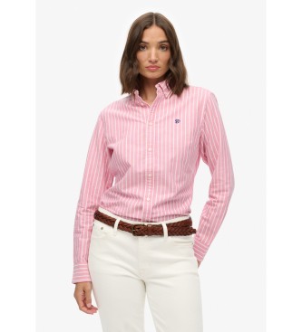 Superdryvoor vrouwen. W4010565A Slank oxford overhemd roze (M), Casual, Katoen, Lange mouwen