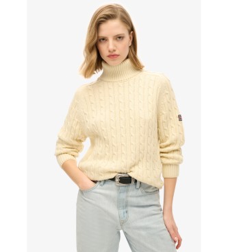 Superdry para mujer. W6110614A Jerseyt Slouchy Cable Roll beige (XS), Casual, Algodón