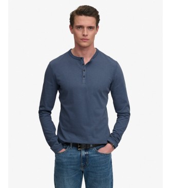 Superdry para hombre. M6010957A Camiseta Slub Grandad marino (L), Casual, Algodón, Manga larga