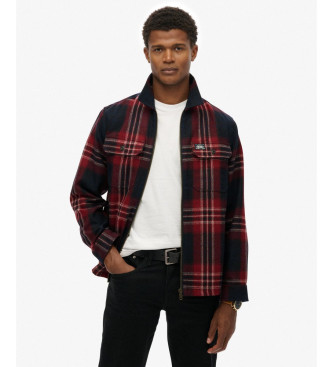 Superdry para hombre. M4011063A Sobrecamisa Wool Miller Zip rojo (XXL), Casual, Lana
