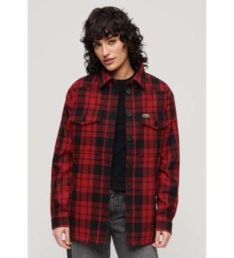 Sobrecamisa de borreguillo a cuadros rojo (XS), Casual, Lana, Manga larga, Superdry outlet 2024.