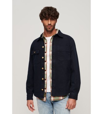 Superdry para hombre. M4010826A Sobrecamisa de lona Surplus marino (XXL), Casual, Algodón, Manga larga