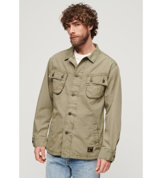 Superdry para hombre. M4010729A Chaqueta militar verde (L), Casual, Algodón, Manga larga