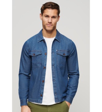 Sobrecamisa índigo Merchant azul (XL), Casual, Algodón, Manga larga, Superdry outlet 2024.