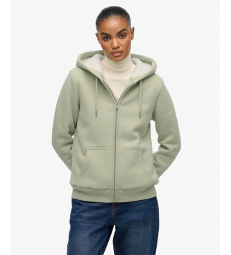 Superdry para mujer. W2012323A Sudadera Borg Lined Ziphood verde (M), Casual, Algodón, Manga larga