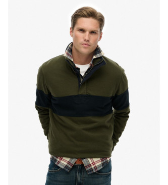 Superdry para hombre. M2014171A Sudadera Classic Rugby Half Zip verde (S), Casual, Algodón, Manga larga