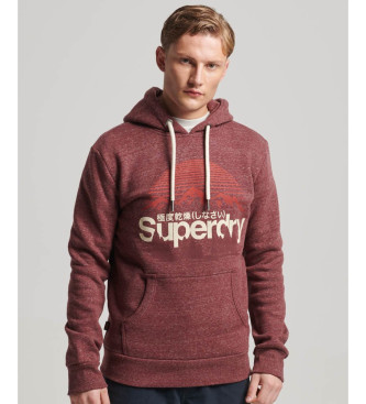 Superdry para hombre. M2013146A Sudadera con capucha con logotipo estampado Great Outdoors burdeos (S), Casual, Deportivo, Algodón