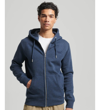 Superdry para hombre. M2013116A Sudadera con capucha, cremallera y logo Essential marino (S), Casual, Deportivo, Algodón, Manga larga