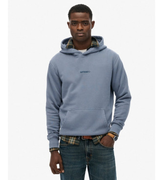 Superdry para hombre. M2014031A Sudadera Micro Logo Hood azul (L), Casual, Algodón, Manga larga